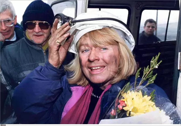 Ann Clwyd MP celebrates Tower Collierys reprieve after her underground sit in. 1994