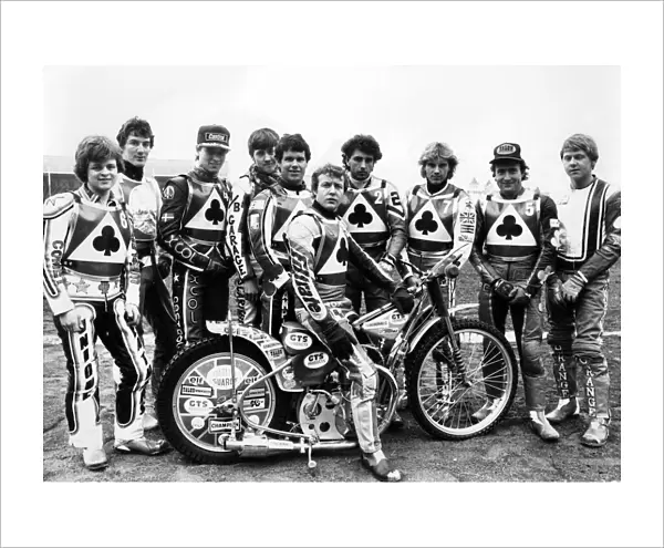 Belle Vues senior speedway squad (left to right) Andy Smith, Kenny McKinna