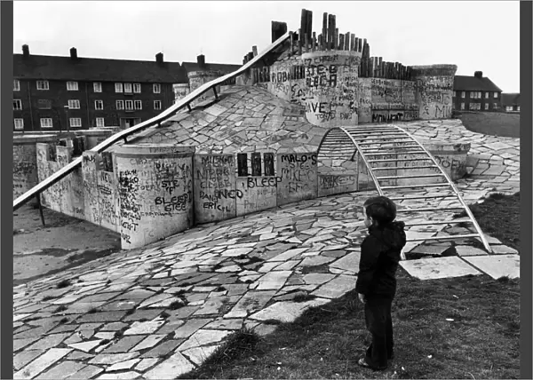 A child looking at a £22000 playground in Speke, Liverpool dubbed by local children