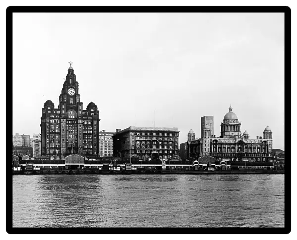 The Pier Head, a riverside location in the city centre of Liverpool, Merseyside England