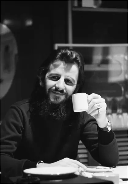 Former Beatles drummer Ringo Starr pictured in his office at the Apple Corporation