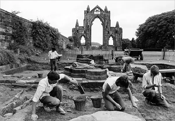 Excavation work at Guisborough Priory. 6th September 1985