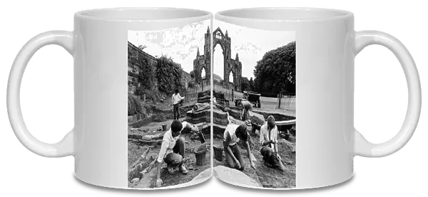 Excavation work at Guisborough Priory. 6th September 1985