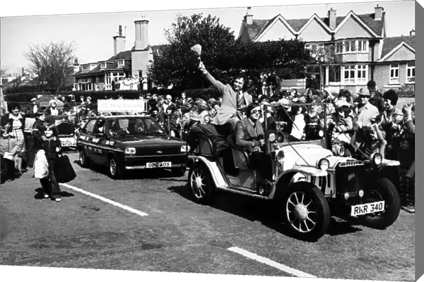Ken Dodd leads a parade in Hoylake in aid the Clatterbridge Hospital Cancer Research