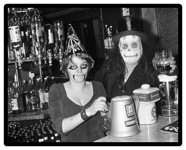 Halloween at the Crown Leamington pub. 30th October 1979