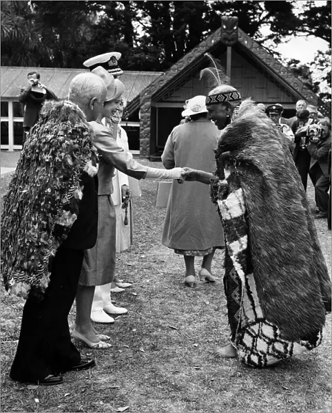 Queen Elizabeth II Visits New Zealand February 1963. The Queen shakes hands with