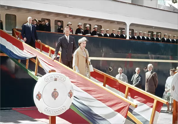 The Royal Tour of Canada, Queen Elizabeth II, and Prince Philip come ashore from