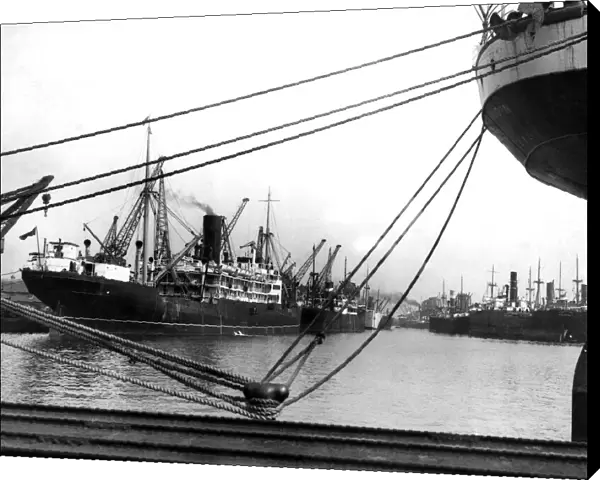 General view of the Kings Dock, Swansea, Wales. 8th April 1937