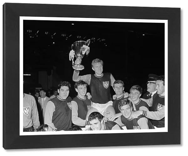 Bobby Moore being carried by West Ham teammates after winning European Cup Winners Cup