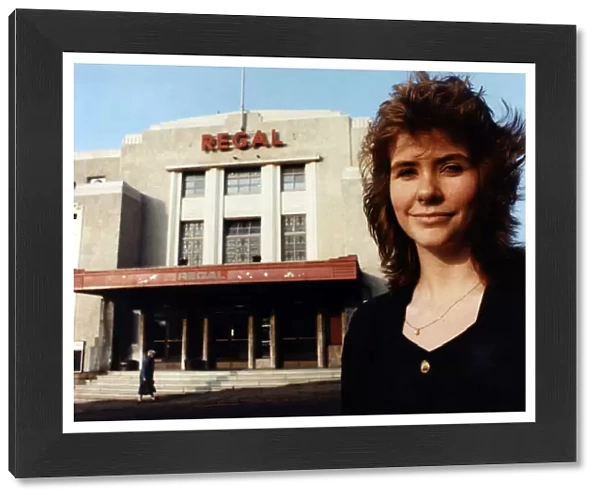 The Regal Cinema Bathgate, Scotland, 28th November 1989. Kay Lynn manager picture outside