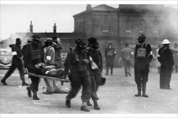 Members of the Reading Home Guard seen here as stretcher bearers during a simulated gas