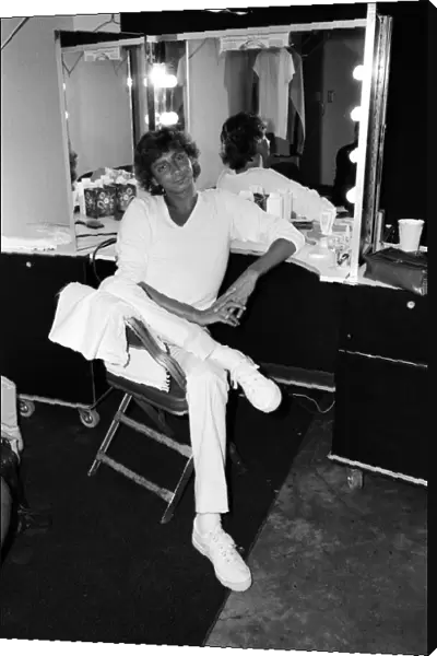 Barry Manilow in his dressing room after his concert at the Bay Front Arena, St