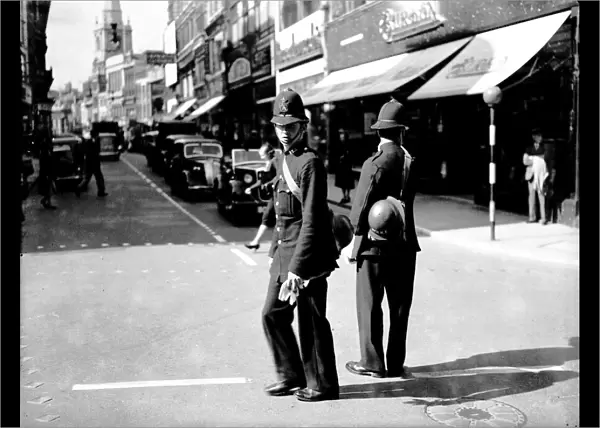 Police with helmets and gas masks 1939 Bristol