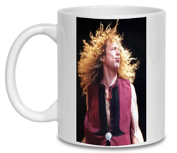 Musician Robert Plant of Led Zepplin seen here on stage. Glastonbury Festival 1995
