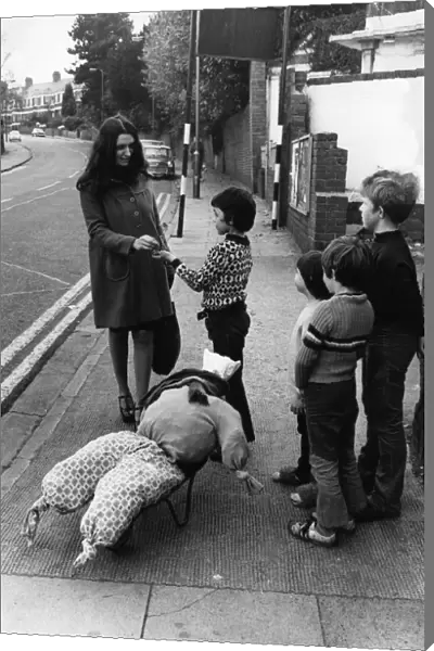 Children with their guy on a Cardiff Street. 25th October 1974