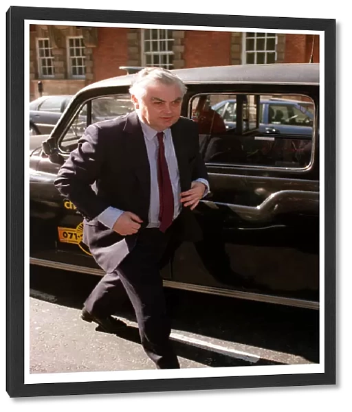 Norman LaMont MP leaving a Taxi Cab