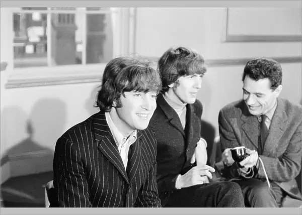 Picture shows John Lennon and George Harrison The Beatles hold a news press