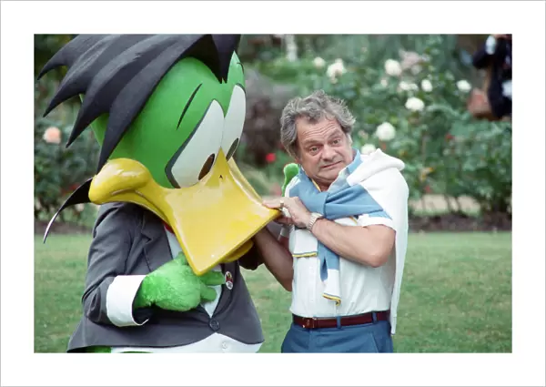 Actor David Jason pictured with Count Duckula (who is voiced by David Jason