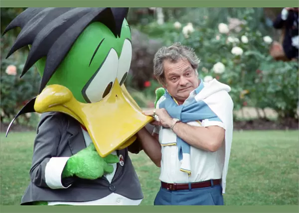 Actor David Jason pictured with Count Duckula (who is voiced by David Jason