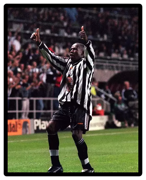 Faustino Asprilla Newcastle United September 1997 scores during the Champions