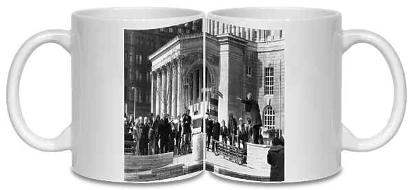 Speakers corner at St Peters Square in Central Manchester. 15th April 1977