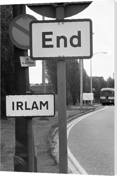Road signs in Irlam, a suburb of Salford in Greater Manchester. 23rd June 1972