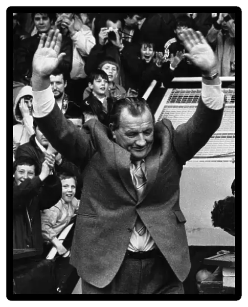 Retiring Liverpool manager Bob Paisley acknowledges the applause of the fans at Anfield