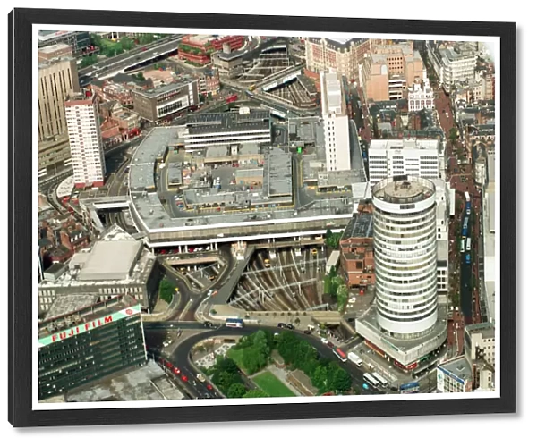 Aerial views of Birmingham city centre and New Street Station