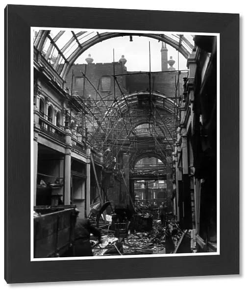 Great Western Arcade, Birmingham after it was bombed in the Second World War. Circa 1945