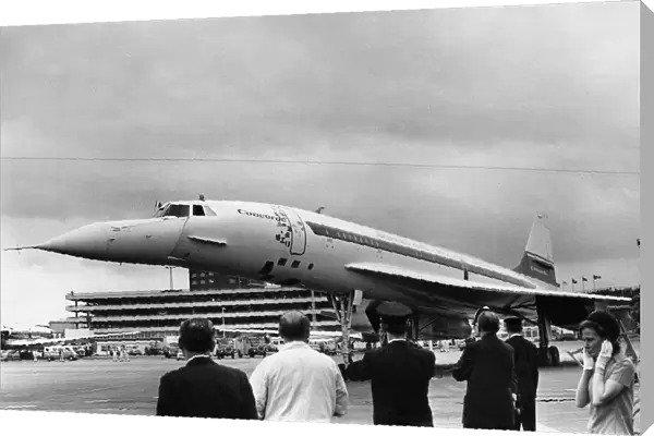 The British Concorde 002 prototype arrives at Heathrow Airport