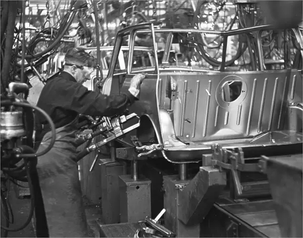 Body panels for the Austin Mini seen here being welded on the production line at