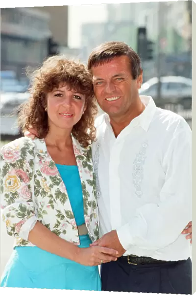 DJ Tony Blackburn and Debbie Thomson celebrate their engagement. 29th July 1991