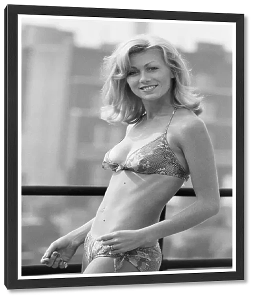 Jennie Beckwith, model wearing a Mazurka, a cotton voile bikini, designed by Triumph