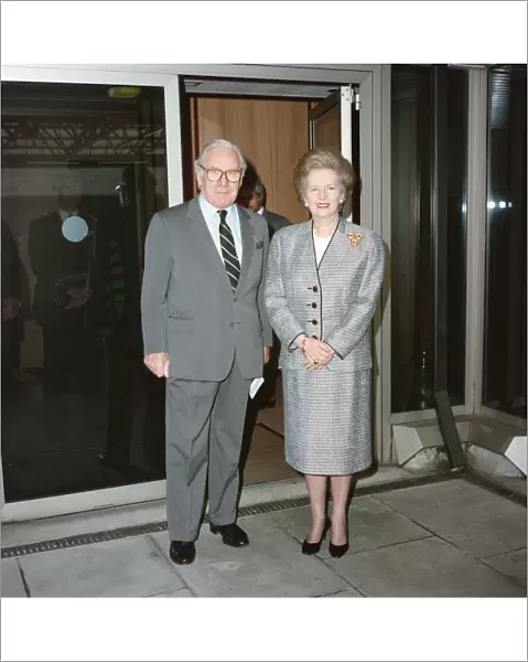 Lord King and Mrs Thatcher leaving Heathrow for New York on concorde - she is going to