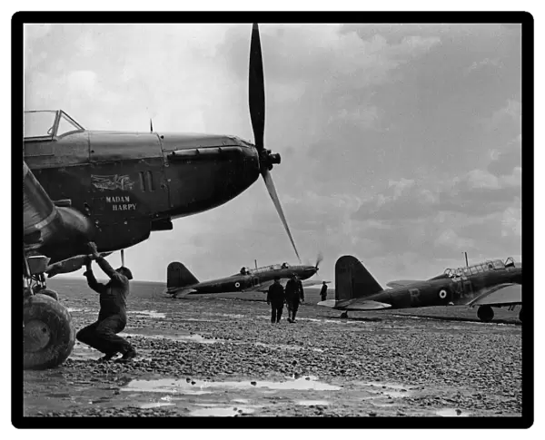 Fairey Battles of 226 Squadron seen here being serviced in the fields closed to