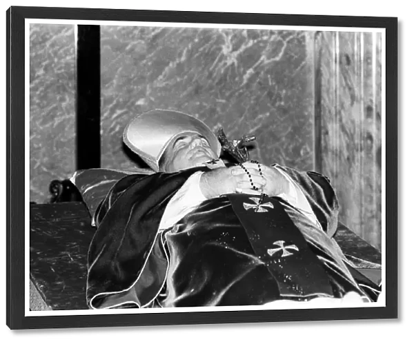 The body of Pope John Paul I lying in state at the Vatican. 3rd October 1978
