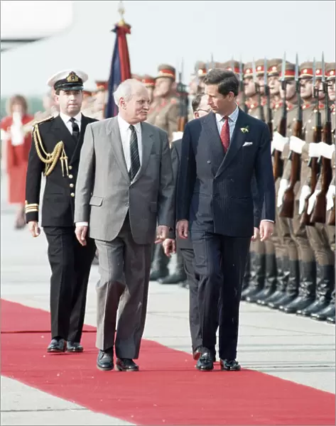 Charles, Prince of Wales with the President of Hungary, Arpad Goncz during his visit to