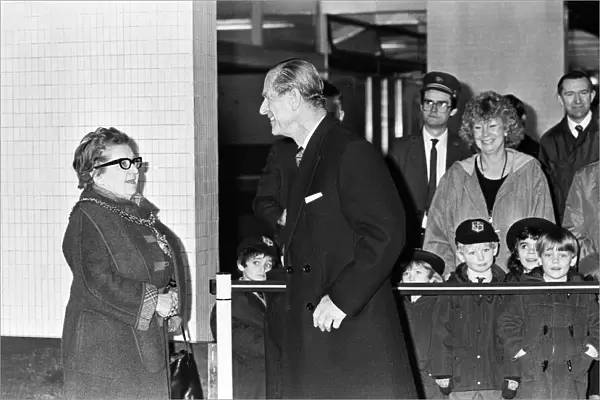 Prince Philip, Duke of Edinburgh arrives at Coventry Station