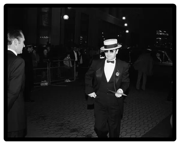 Elton John arriving at the premiere of 'The Last Starfighter'in London