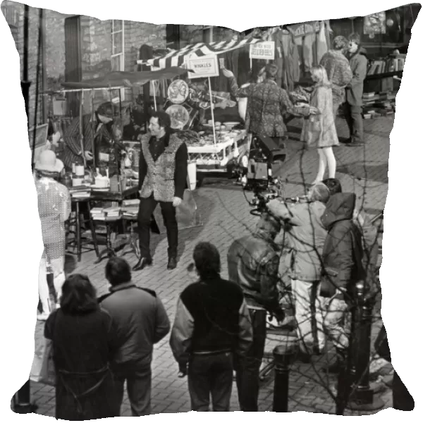 Jones Court off Womanby Street, central Cardiff, was turned into a market scene in