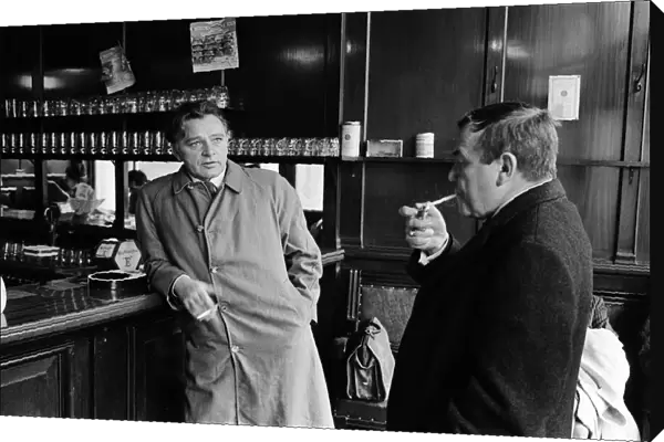 Actor Richard Burton pictured in a London pub during the filming of '