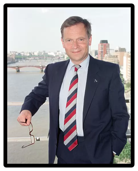 Jeffrey Archer, pictured on a balcony overlooking the River Thames. 12th June 1992