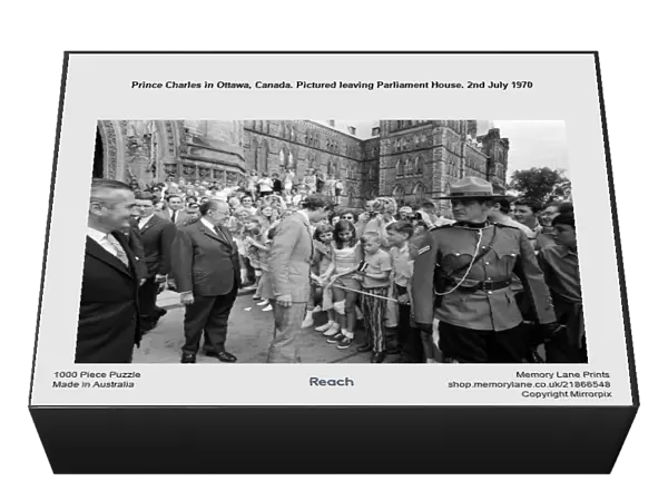 Prince Charles in Ottawa, Canada. Pictured leaving Parliament House. 2nd July 1970