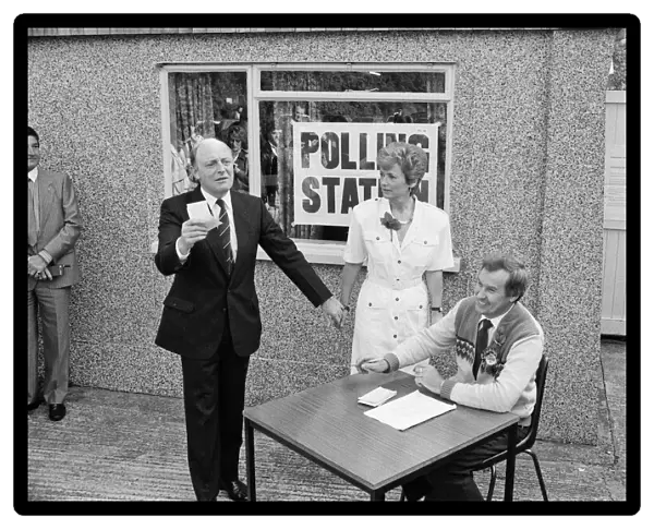 Labour leader Neil Kinnock and his wife Glenys go to cast their vote in the 1987 general