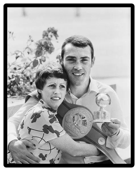 Alan Minter with wife after retaining the WBA and WBC belts. 30th June 1980