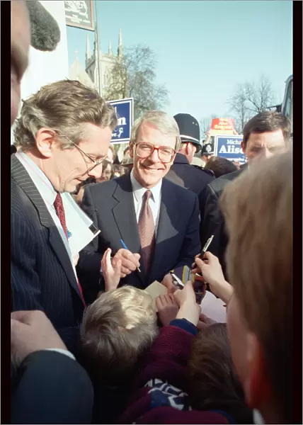 Prime Minister John Major in York, during the general election campaign. 26th March 1992