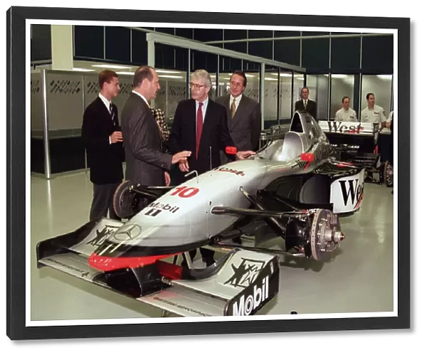 John Major visiting the headquarters of McLaren motor racing team during the general