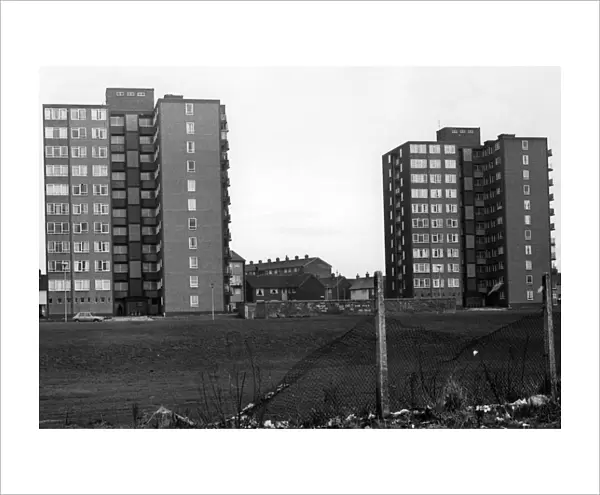 The Wingate Towers flats as seen from Liverpool Road. Huyton, Knowsley, Merseyside
