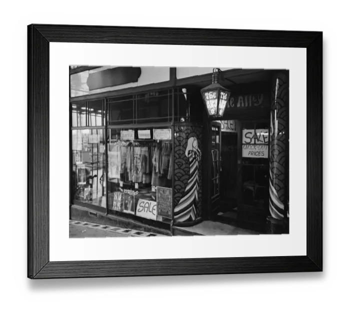 Framed Print : Print of the front window of Alley Boutique in Birmingham, West Midlands Framed Print : Print of the front window of Alley Boutique in Birmingham, West Midlands