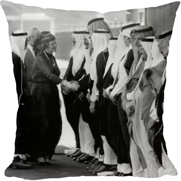 Margaret Thatcher greeting Saudi princes at Riyadh airport - April 1981
